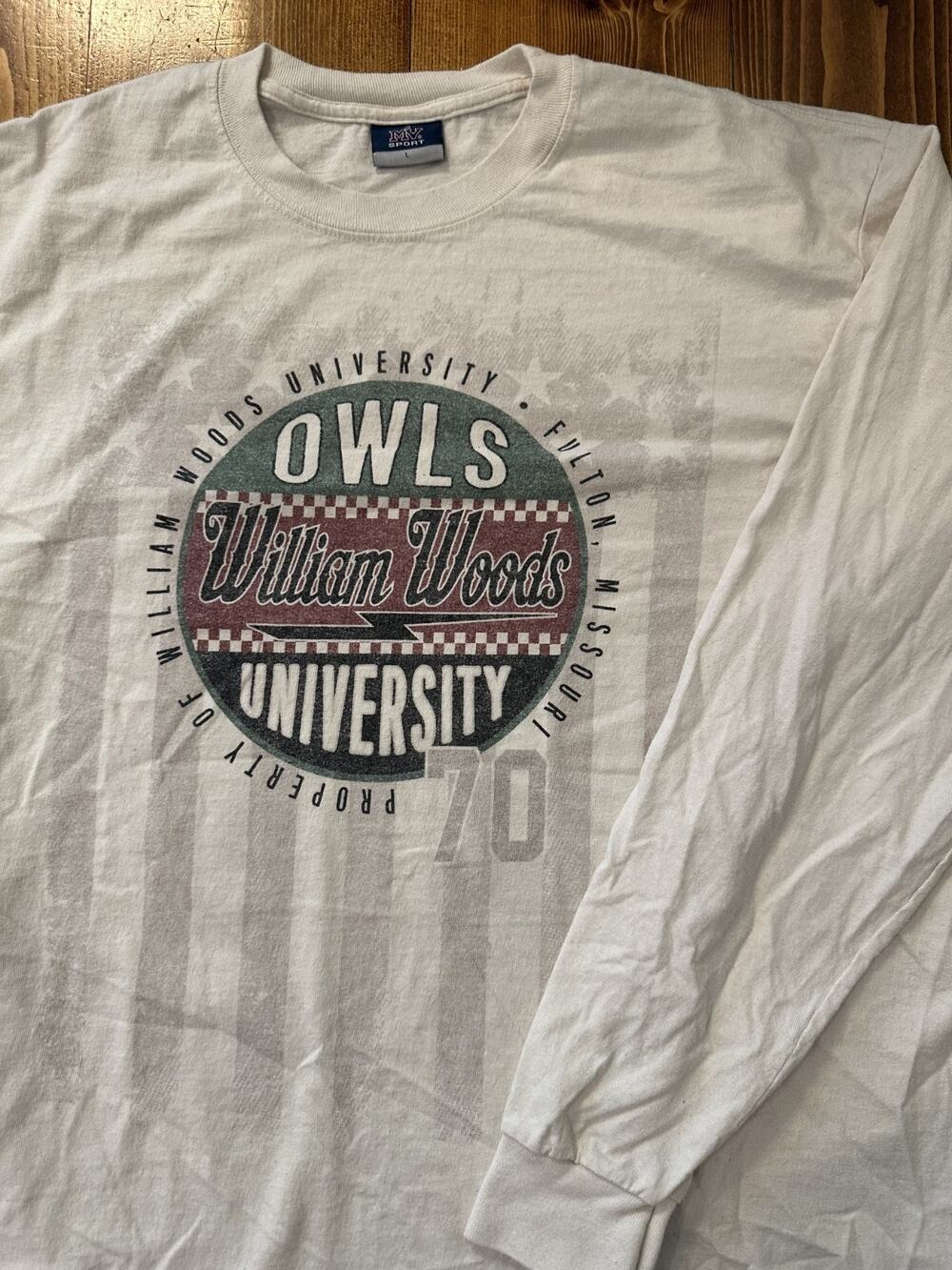 Vintage MV Sport William Woods University Missouri Owls Long Sleeve Shirt Large